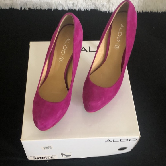 Aldo Suede Fuchsia Platform Heels - Picture 2 of 5